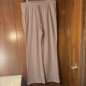 PINK high waist flare sweatpant in tan
